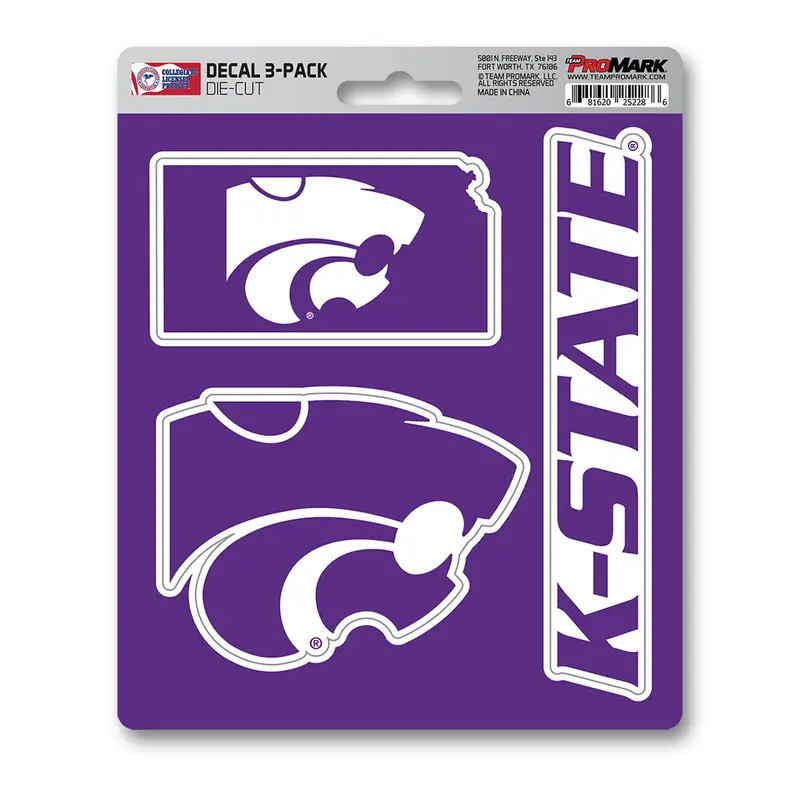 Kansas State University Decal 3-pk