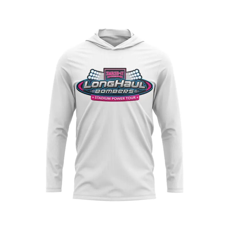 Long Haul Bombers - Semi-Sub Hooded Long Sleeve Shirt - Stadium Power Tour - White/Vice