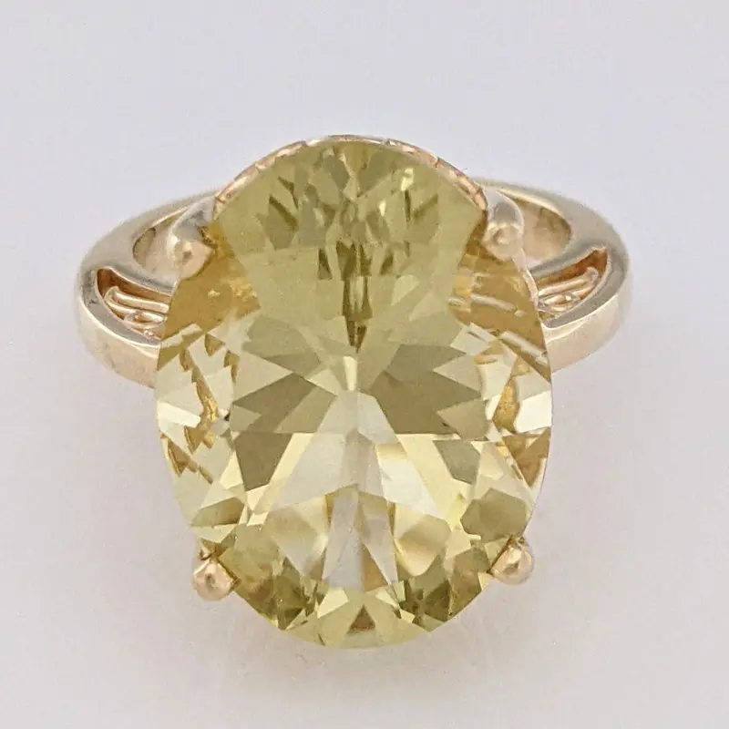 14K LEMON CITRINE OVAL 13X17 ESTATE RING 8.1 GRAMS