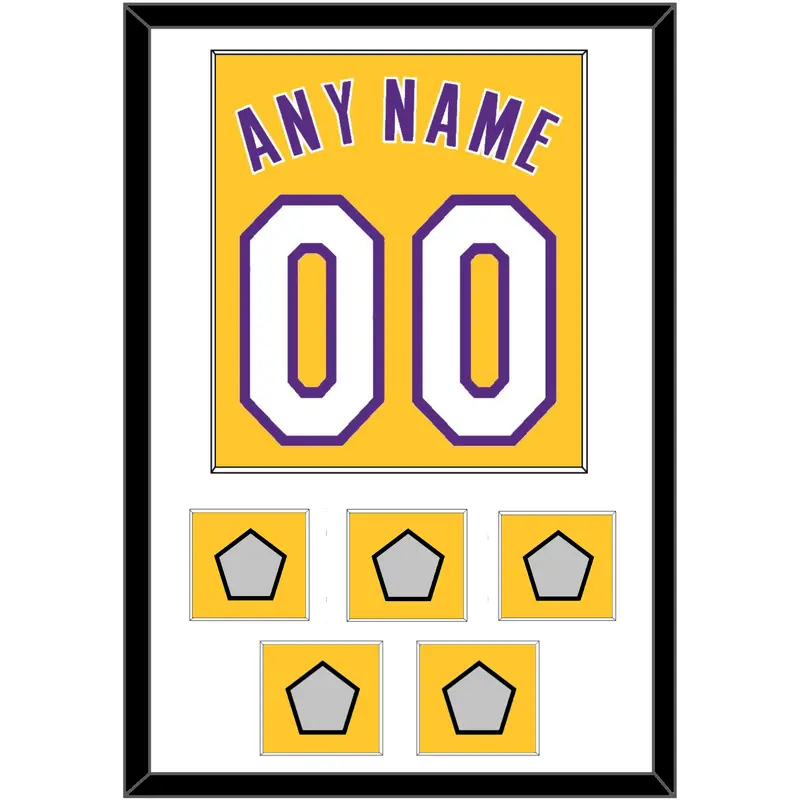 Los Angeles Name & Number With 5 Trophy Patches - Home Yellow (1999-2018) - Single Mat 1