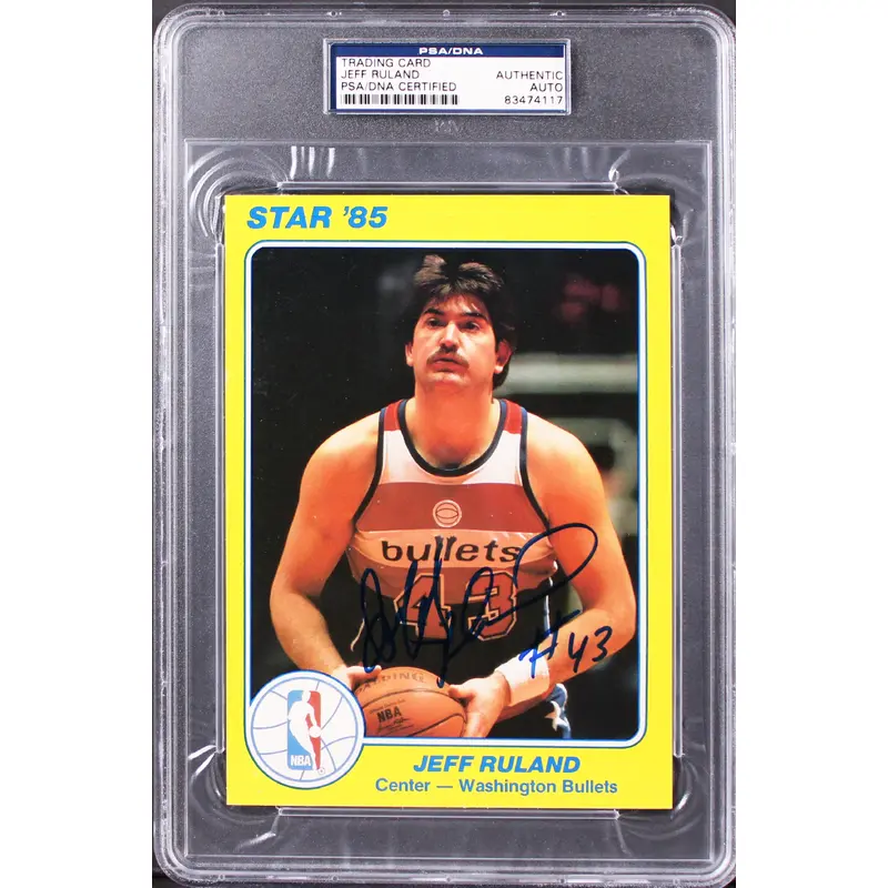 Bullets Jeff Ruland Authentic Signed 5x7 1985 Star #2 Card PSA/DNA Slabbed
