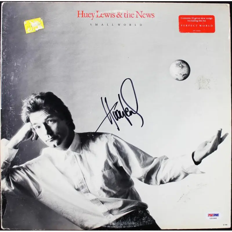 Huey Lewis Small World Signed Album Cover W/ Vinyl Autographed PSA/DNA #U50986