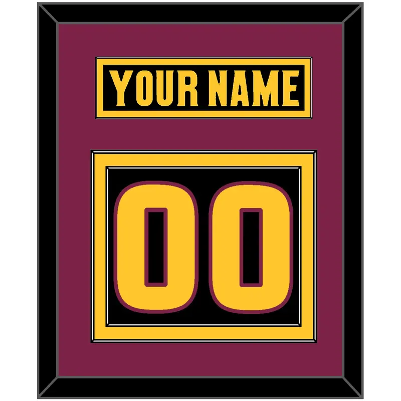 Arizona State Hockey Nameplate & Number (Back) - Alternate Black (2018-2024) - Double Mat 3