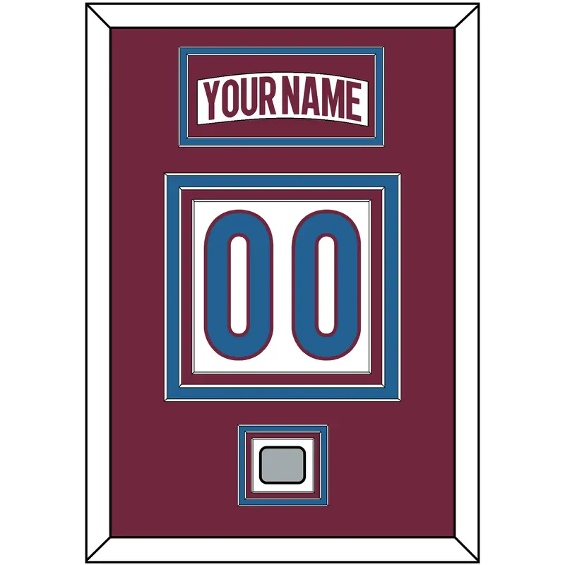 Colorado Nameplate & Number (Back) With Stanley Cup Finals Patch - Road White - Triple Mat 3