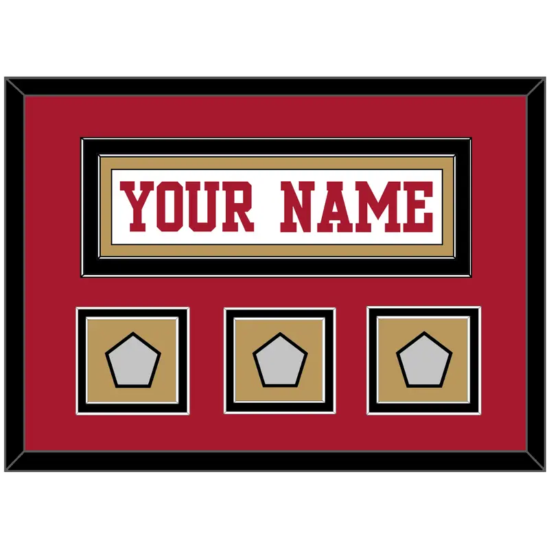 San Francisco Nameplate & 3 Super Bowl Patches - Road White - Double Mat 5