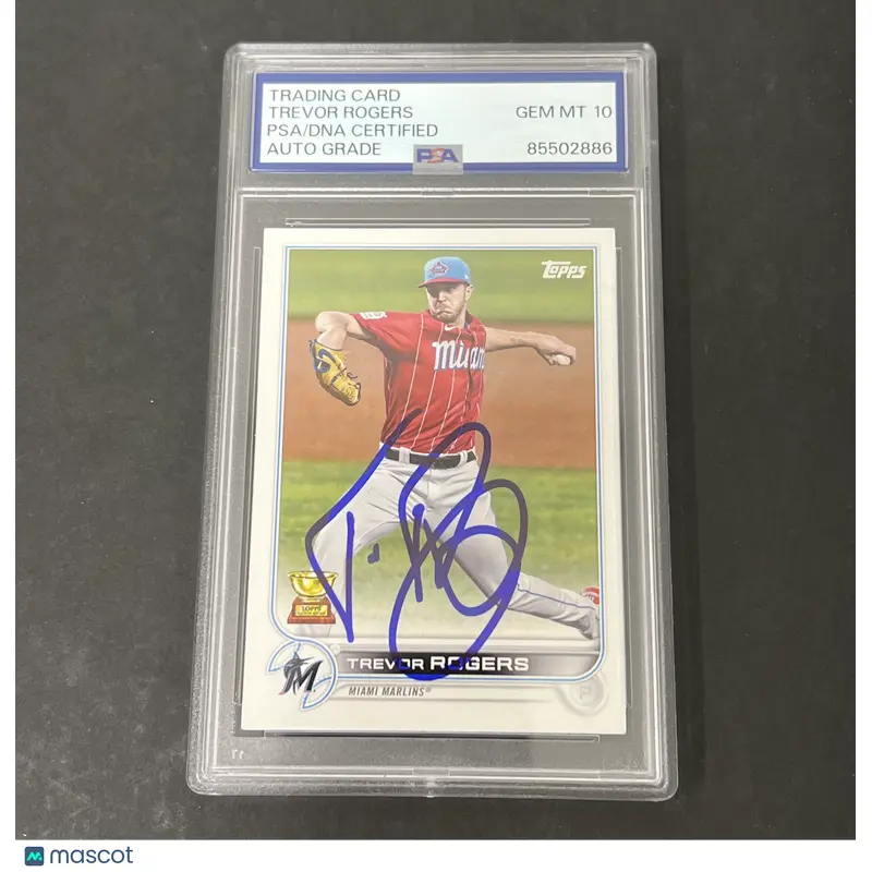 2022 Topps Series 1 #24 Trevor Rogers signed card PSA Auto 10 Marlins