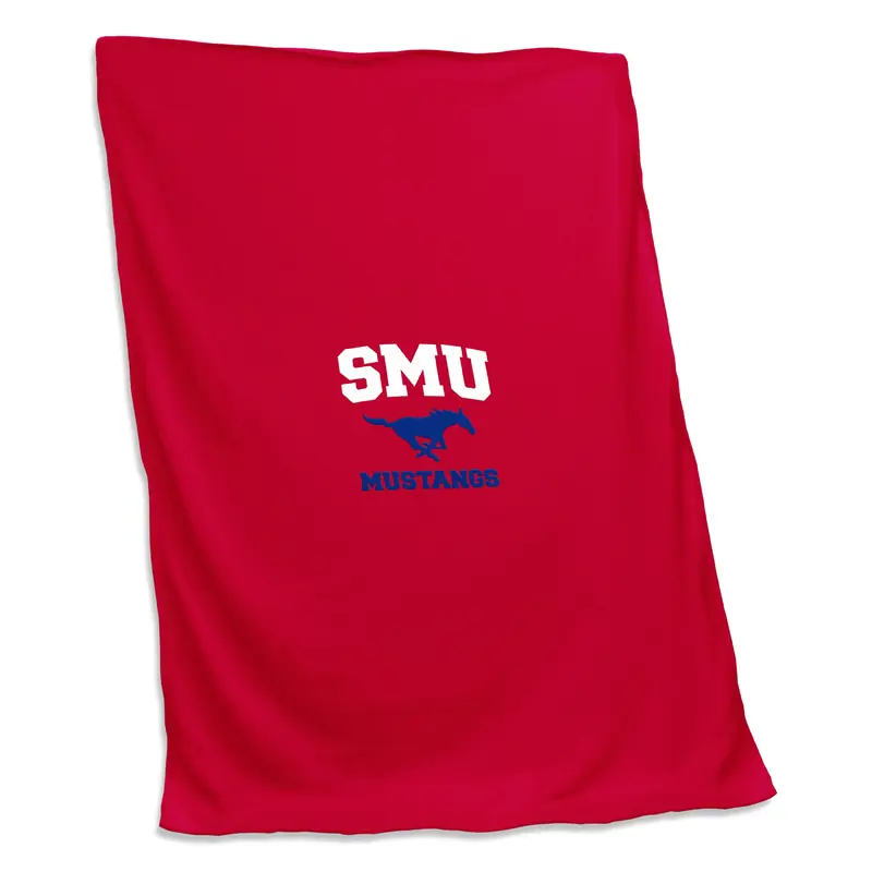SMU Red Screened Sweatshirt Blanket