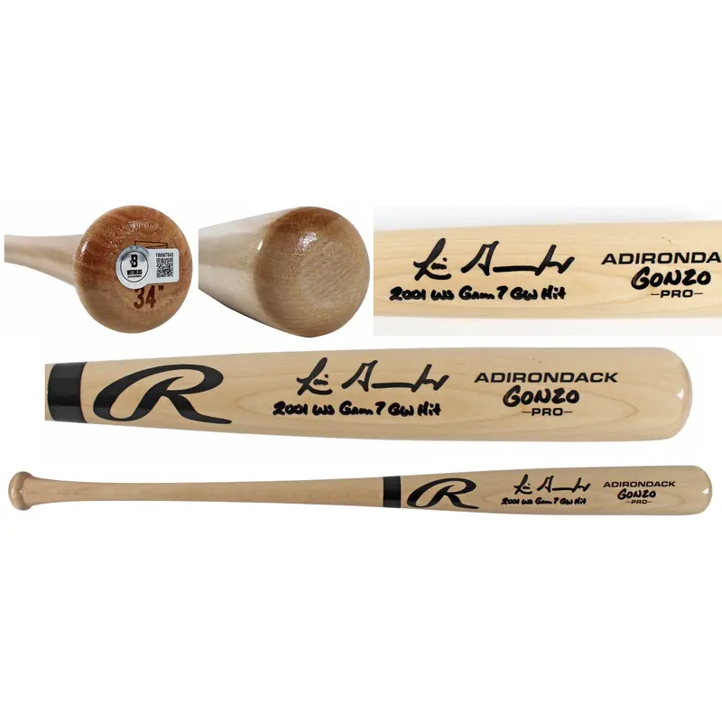 D-Backs Luis Gonzalez "2x Insc" Signed Blonde Rawlings Baseball Bat BAS Witness