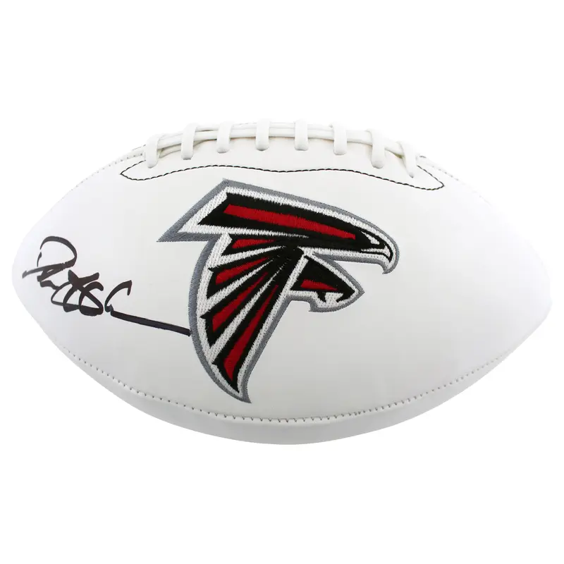Falcons Deion Sanders Authentic Signed White Panel Logo Football BAS Witnessed