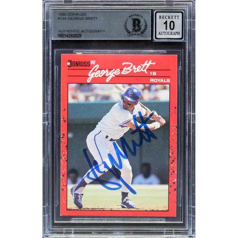 Royals George Brett Authentic Signed 1990 Donruss #144 Card Auto 10! BAS Slabbed