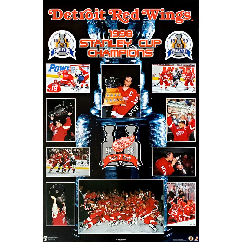 Detroit Red Wings "Back-2-Back" Stanley Cup Champions 1997-98 Poster - Norman James Corp.