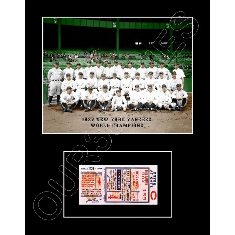 1927 Yankees World Series Ticket Stub Matted Photo Display 11X14 - 2115