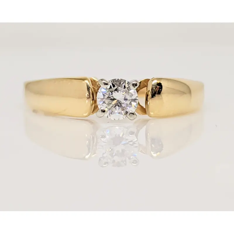 14K .25 CARAT TOTAL I1 H RAISED SHANK SOLITAIRE ESTATE RING
