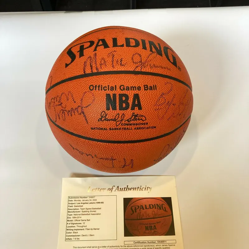 1989-90 Los Angeles Lakers Team Signed Spalding NBA Game Basketball With JSA COA