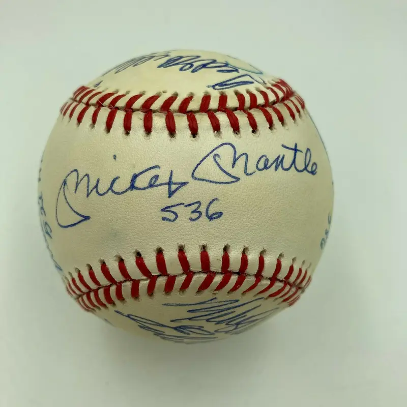 Extraordinary 500 Home Run Club Signed Baseball With HR Totals Mickey Mantle JSA
