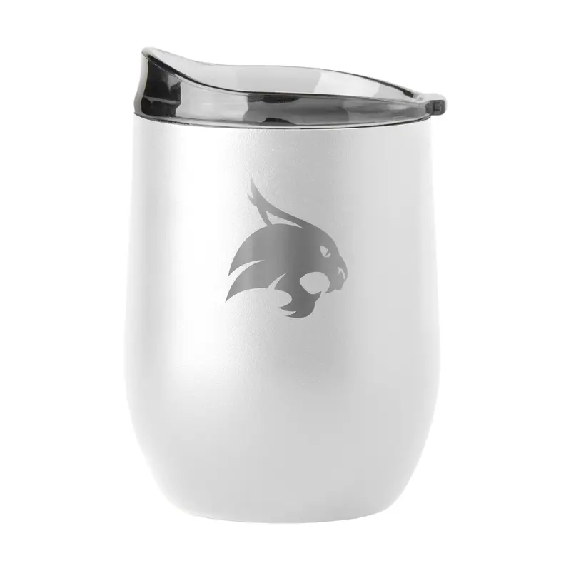 Texas State - San Marcos GunMetal 16oz White Powder Coat Curved Beverage