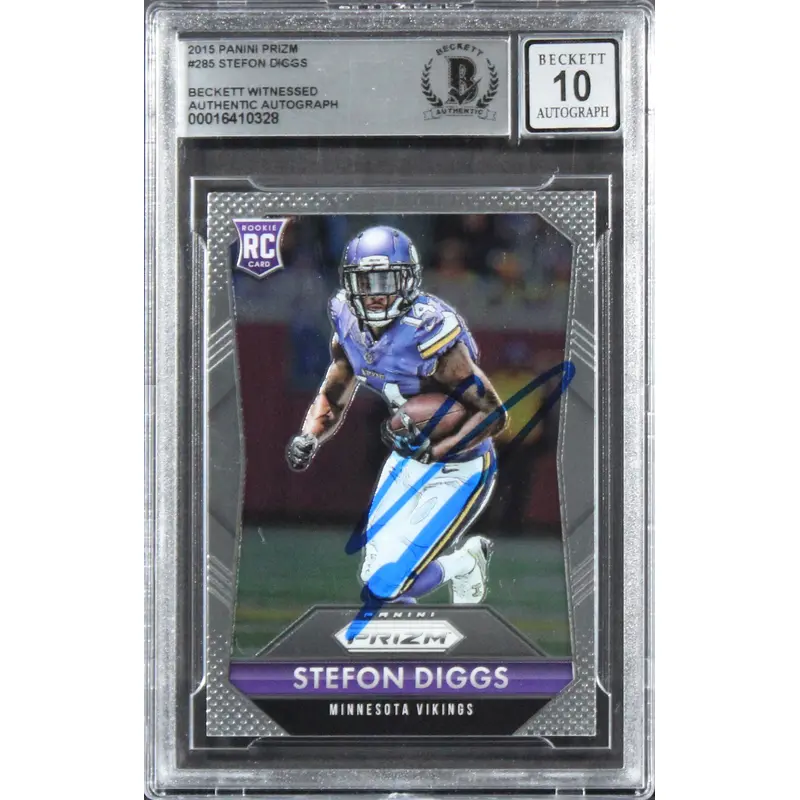 Vikings Stefon Diggs Signed 2015 Panini Prizm #285 Rookie Card Auto 10! BAS Slab