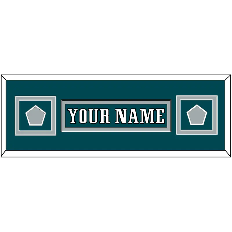 Philadelphia Nameplate & 2x Super Bowl Jersey Patches - Home Green - Double Mat 8