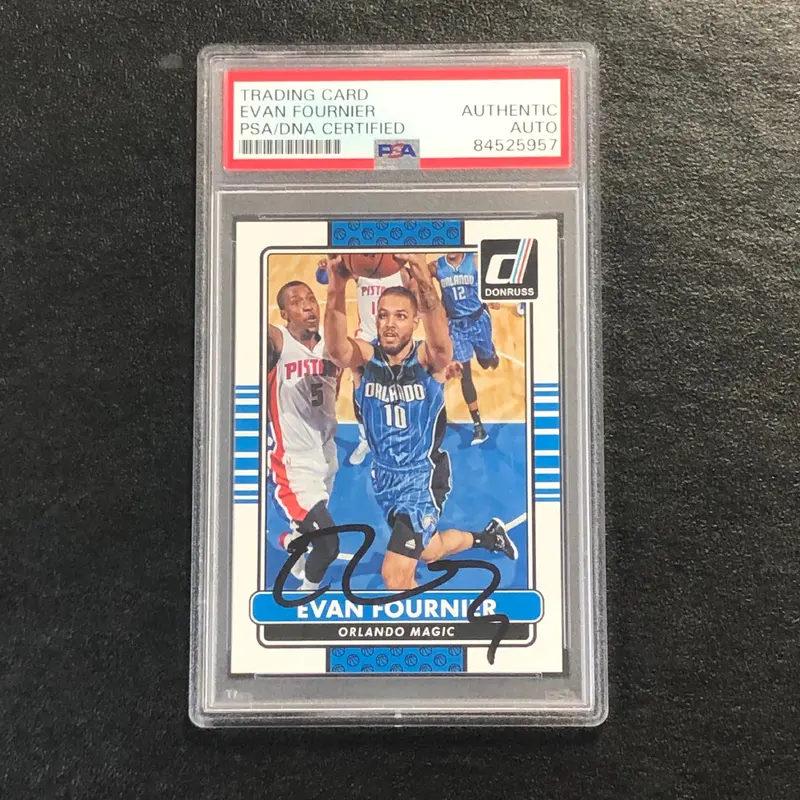 2014-15 Panini Donruss #188 Evan Fournier Signed Card AUTO PSA Slabbed Magic