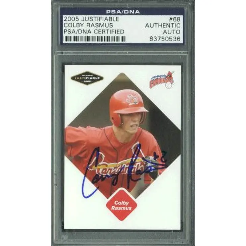 Cardinals Colby Rasmus Authentic Signed Card 2005 Justifiable Rc #68 PSA Slabbed