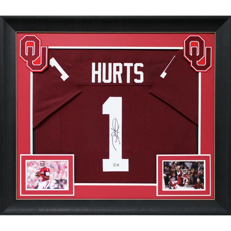 Jalen Hurts Authentic Signed Maroon Pro Style Framed Jersey BAS Witnessed