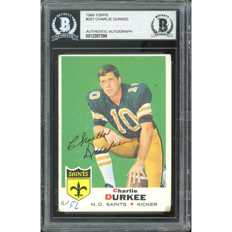 Saints Charlie Durkee Authentic Signed 1969 Topps #257 Card BAS Slabbed