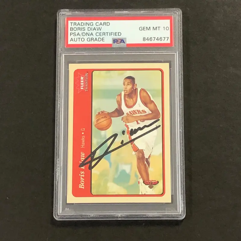 2004-05 Upper Deck #2 Boris Diaw Signed Card AUTO 10 PSA Slabbed Hawks