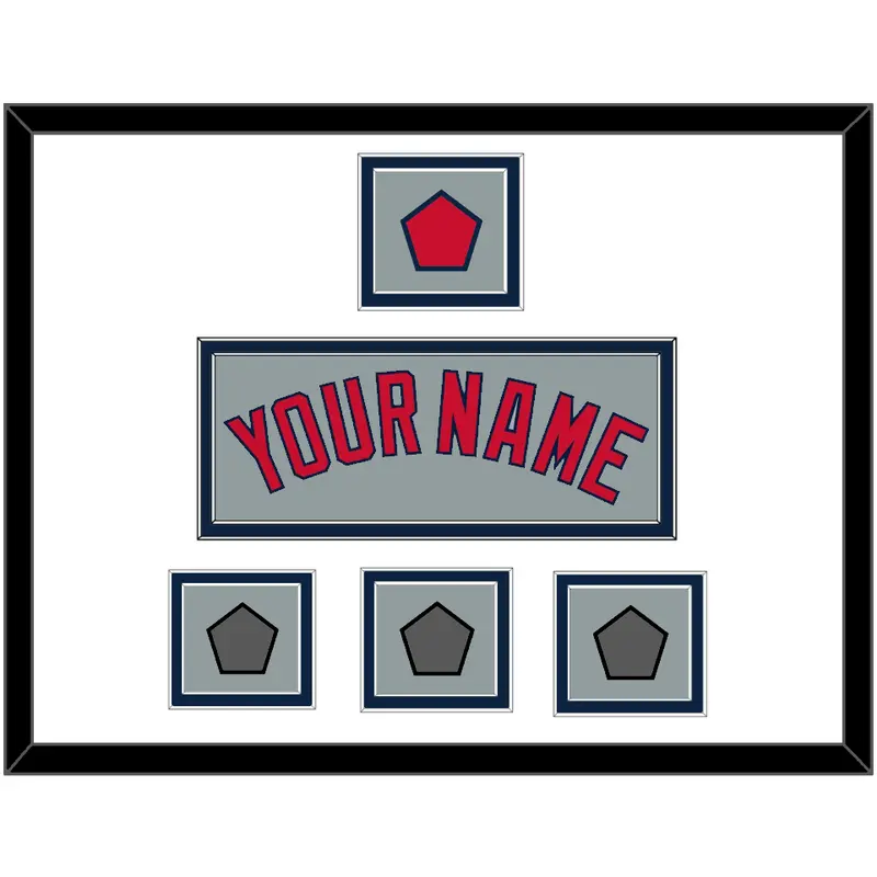 Boston Name, Logo Patch & Three World Series Jersey Patches - Road Gray - Double Mat 2