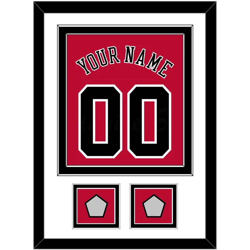 Chicago Name & Number With 2 Finals Patches - Road Red (1986-2017) - Double Mat 1