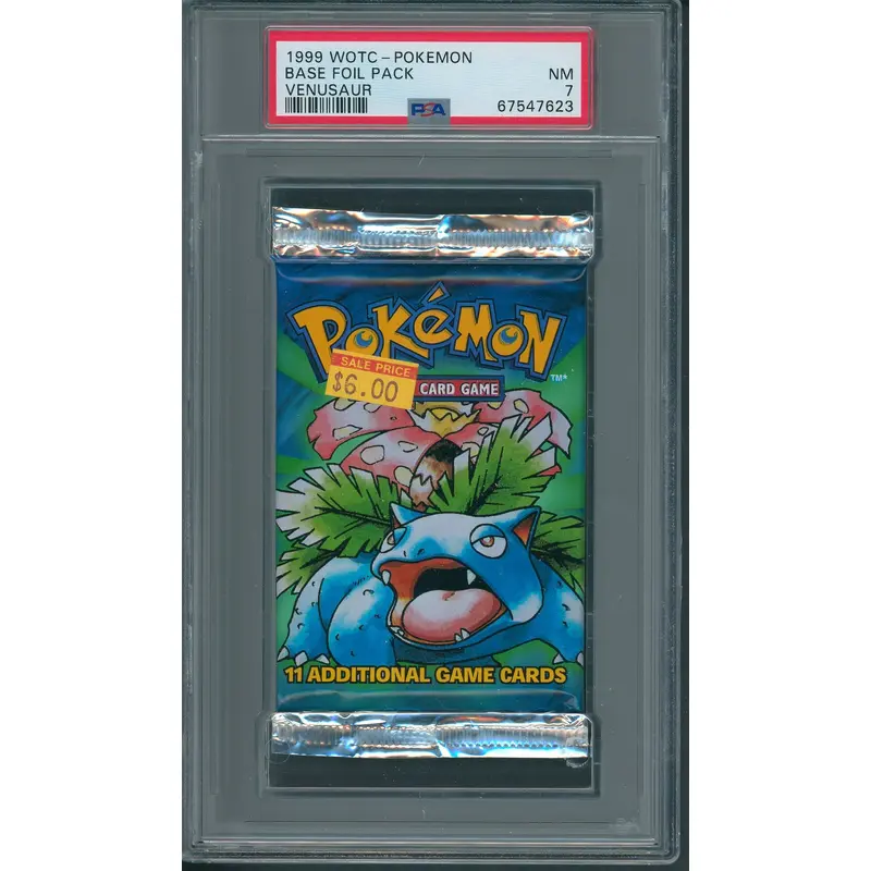 1999 WOTC Pokemon Base Unopened Foil Pack Venusaur PSA 7 *7623