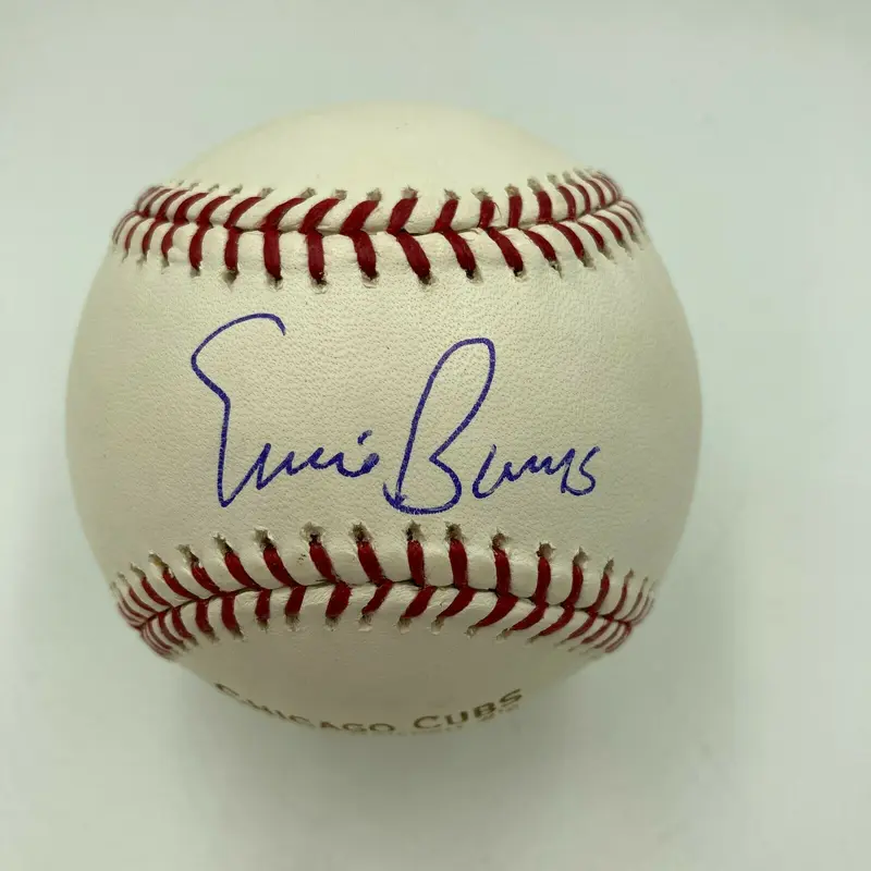 Ernie Banks Ron Santo Billy Williams Cubs Retired Numbers Signed Baseball JSA