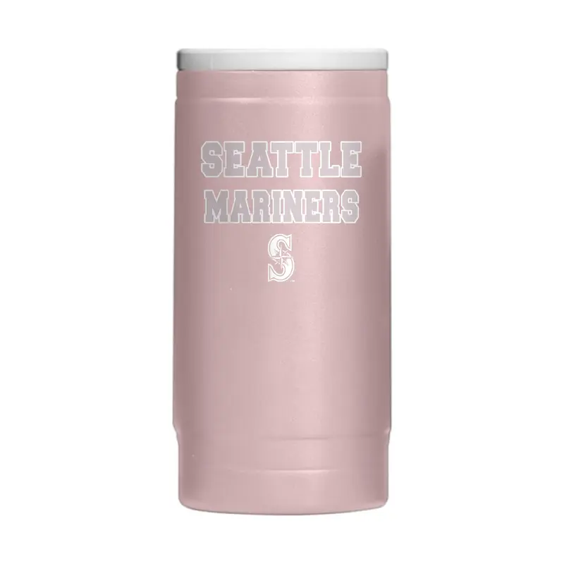 Seattle Mariners Stencil Powder Coat Slim Can Coolie