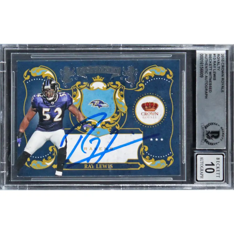 Ravens Ray Lewis Signed 2010 Crown Royale Royalty #13 Card Auto 10! BAS Slabbed