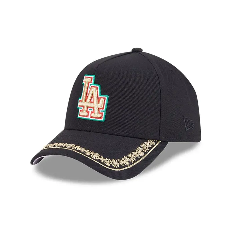 LA Dodgers MLB Ornate Visor Black 9FORTY A-Frame Adjustable Cap