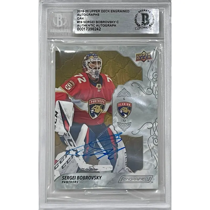 Sergei Bobrovsky Signed 2019-20 Upper Deck Engrained Autographs Card - Beckett