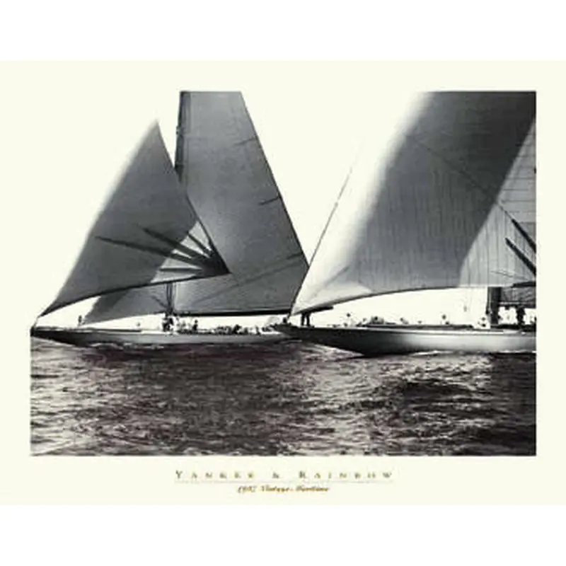 Vintage Yacht Racing "Yankee and Rainbow" (1937) Sepia Poster Print