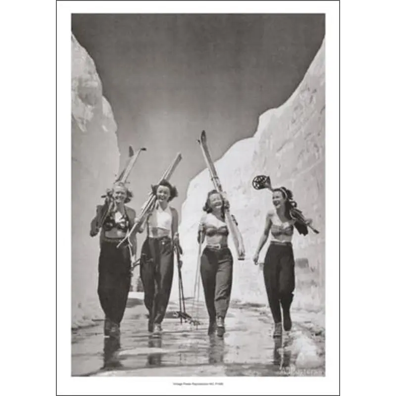 Girls Gone Skiing (Mt. Lassen, CA, 1942) Vintage Poster Reprint - Mountain Chalet