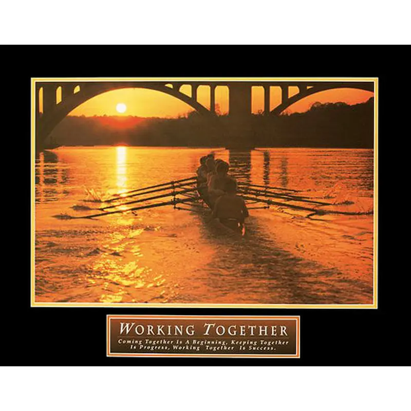 Rowing "Working Together" Inspirational Motivational Poster - Front Line