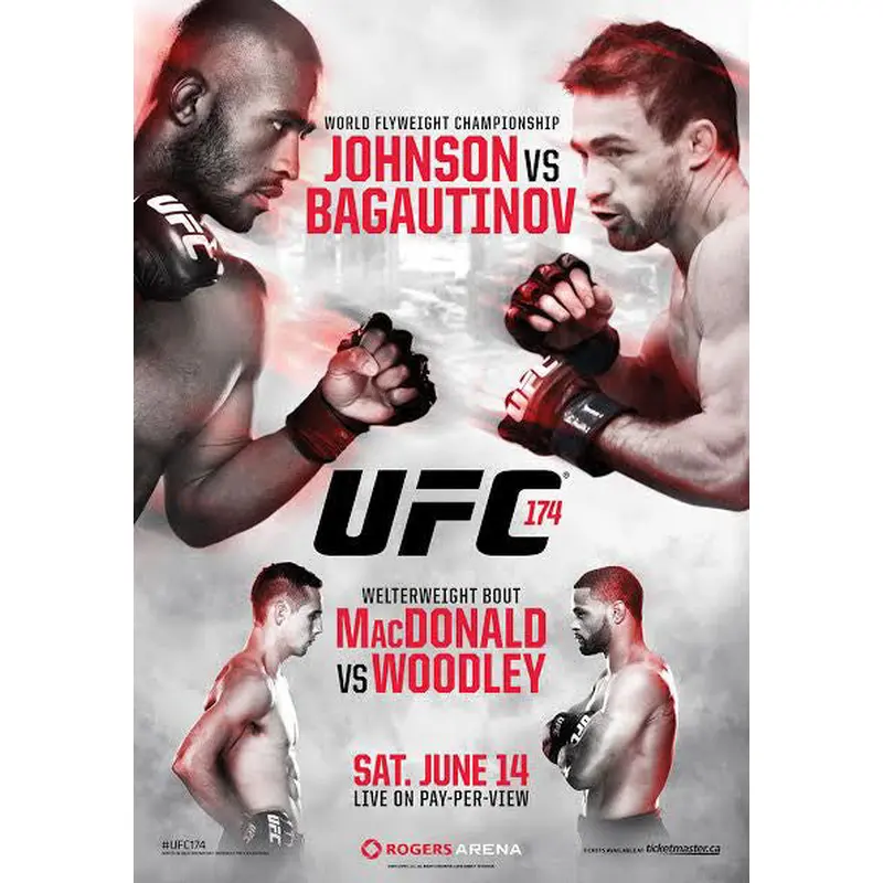 UFC 174 Official Event Poster (Demetrious Johnson v Bagautinov) - Vancouver 6/14/2014