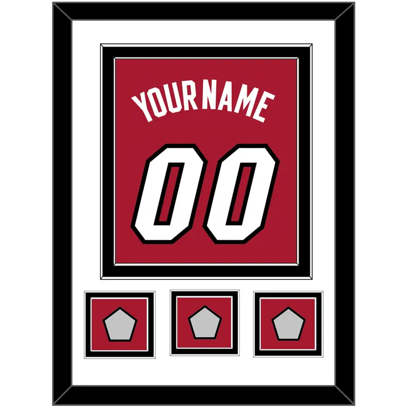 Miami Name & Number With 3 Finals Patches - Alternate Red (2001-2008) - Double Mat 1