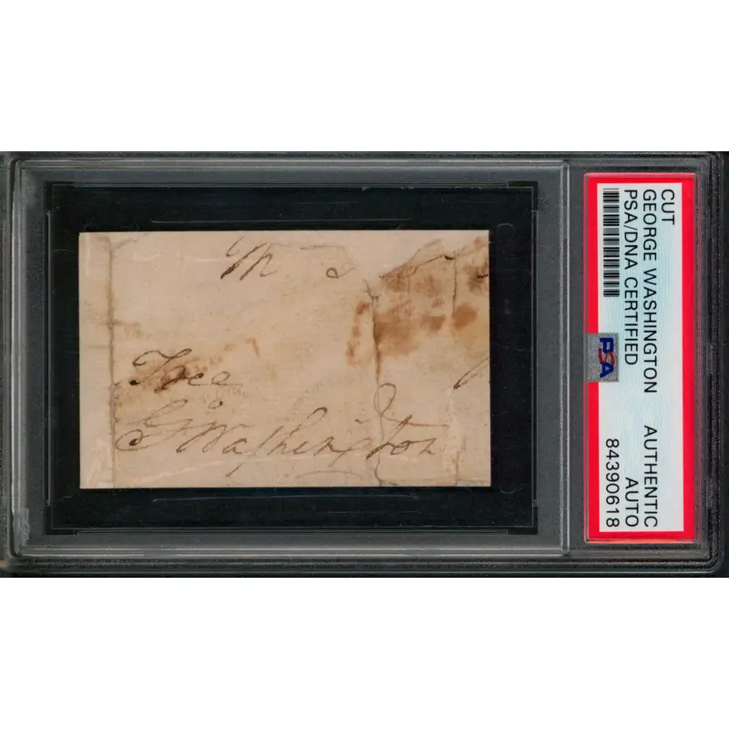 George Washington Authentic Signed 1.85x3 Free Frank Cut Signature PSA Slabbed