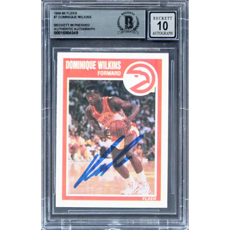 Hawks Dominique Wilkins Authentic Signed 1989 Fleer #7 Card Auto 10! BAS Slabbed