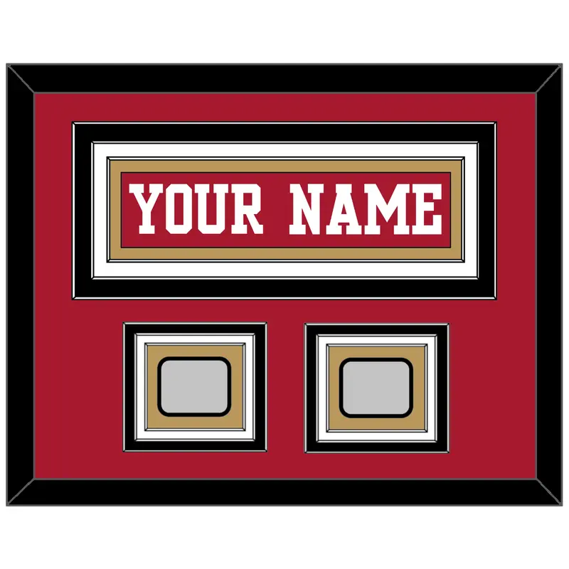 San Francisco Nameplate & 2 Super Bowl Patches - Home Red - Triple Mat 7