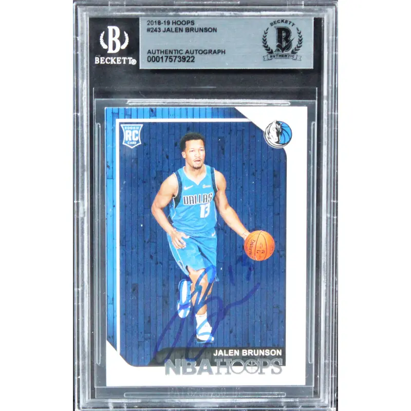 Mavericks Jalen Brunson Authentic Signed 2018 Hoops #243 Rookie Card BAS Slabbed