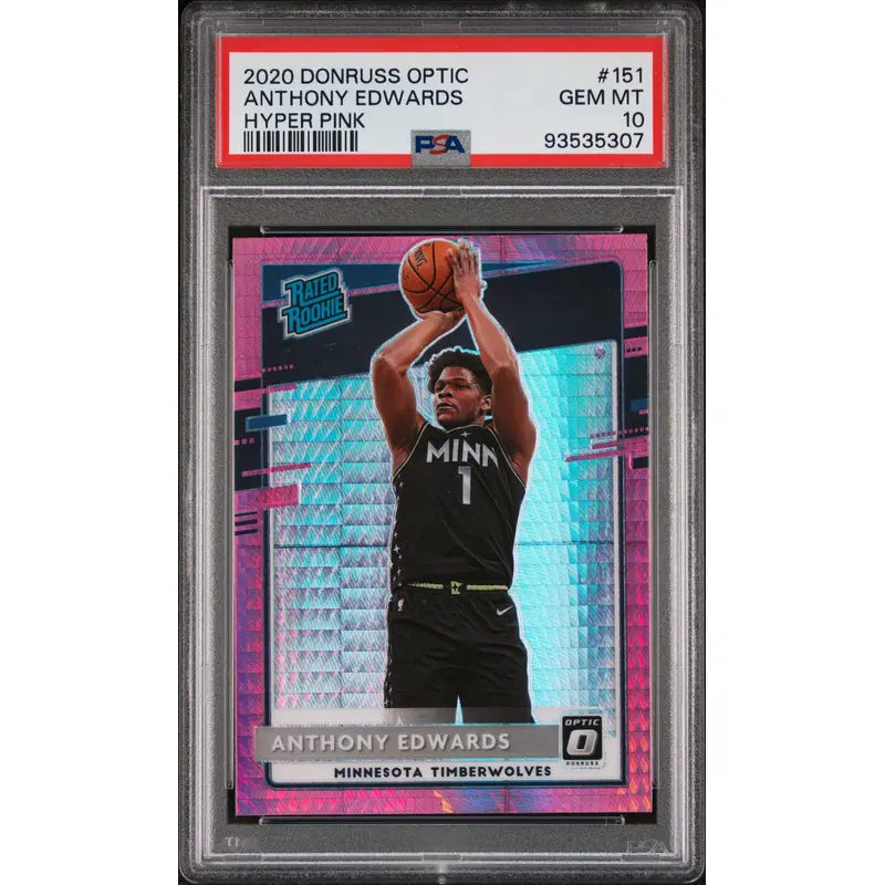 Anthony Edwards 2020 Donruss Optic #151 Hyper Pink PSA 10 Gem Mint