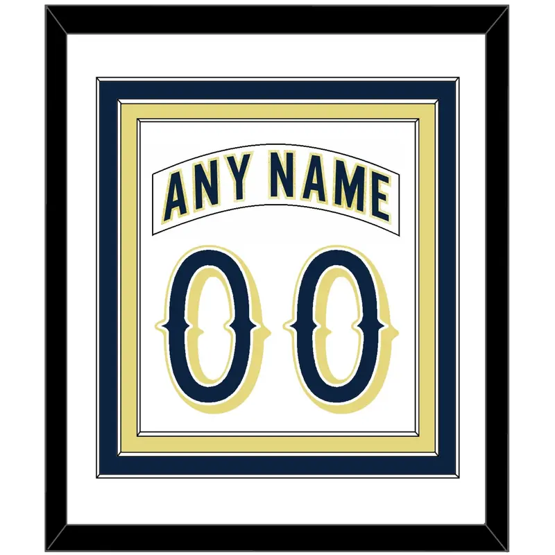 Notre Dame Hockey Nameplate & Number (Back) Combined - Home White - Triple Mat 1
