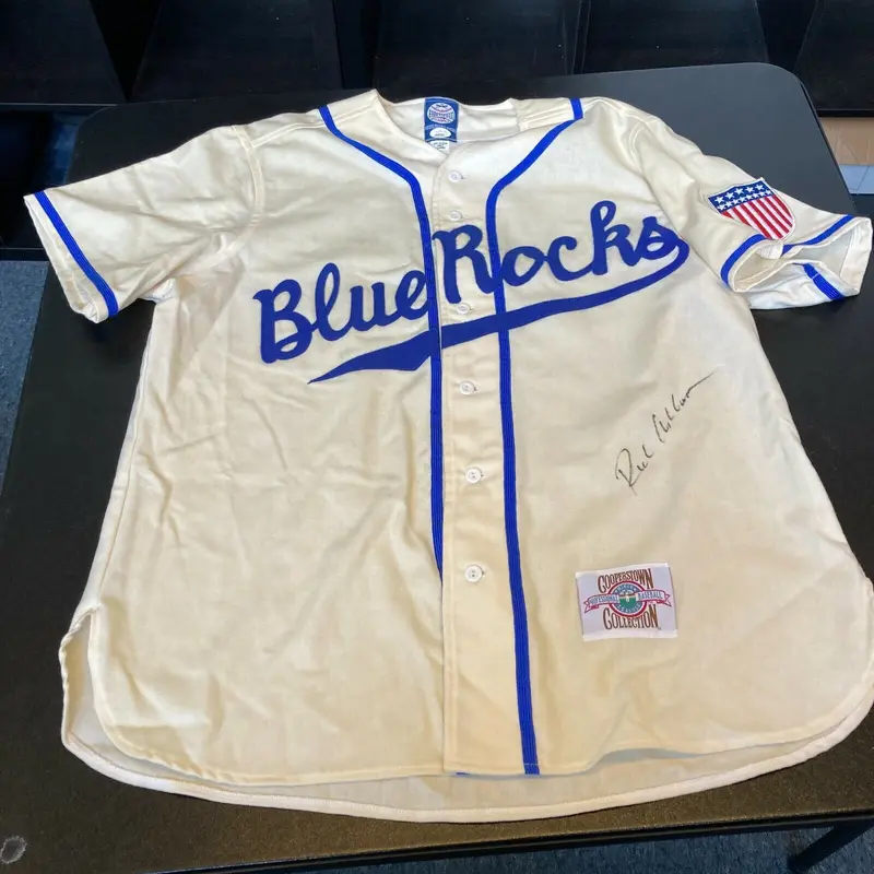 Richie Ashburn Signed Authentic 1945 Blue Rocks Minor League Jersey JSA COA