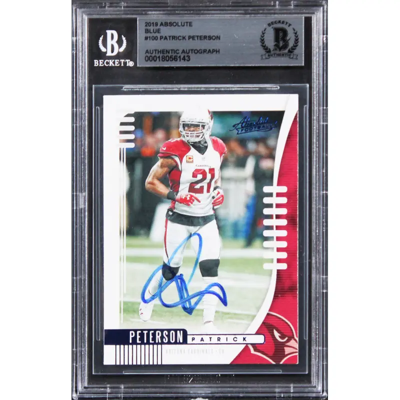 Cardinals Patrick Peterson Signed 2019 Absolute Blue #100 Card BAS Slabbed
