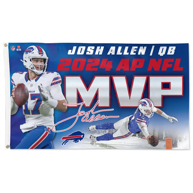Josh Allen Buffalo Bills QB 2024 NFL MVP Official 3'x5' Deluxe Flag - Wincraft Inc.
