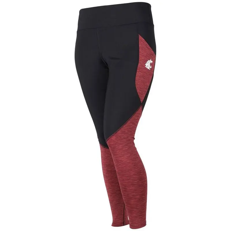 Ladies WSU Black and Crimson Pocket Leggings